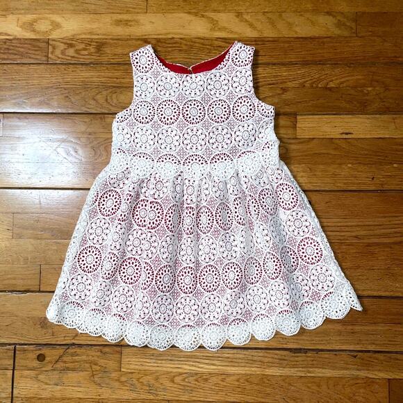 Genuine Kids by OshKosh Lace Eyelet Embroidered Christmas Holiday Dress - Sz 5T - Picture 9 of 14